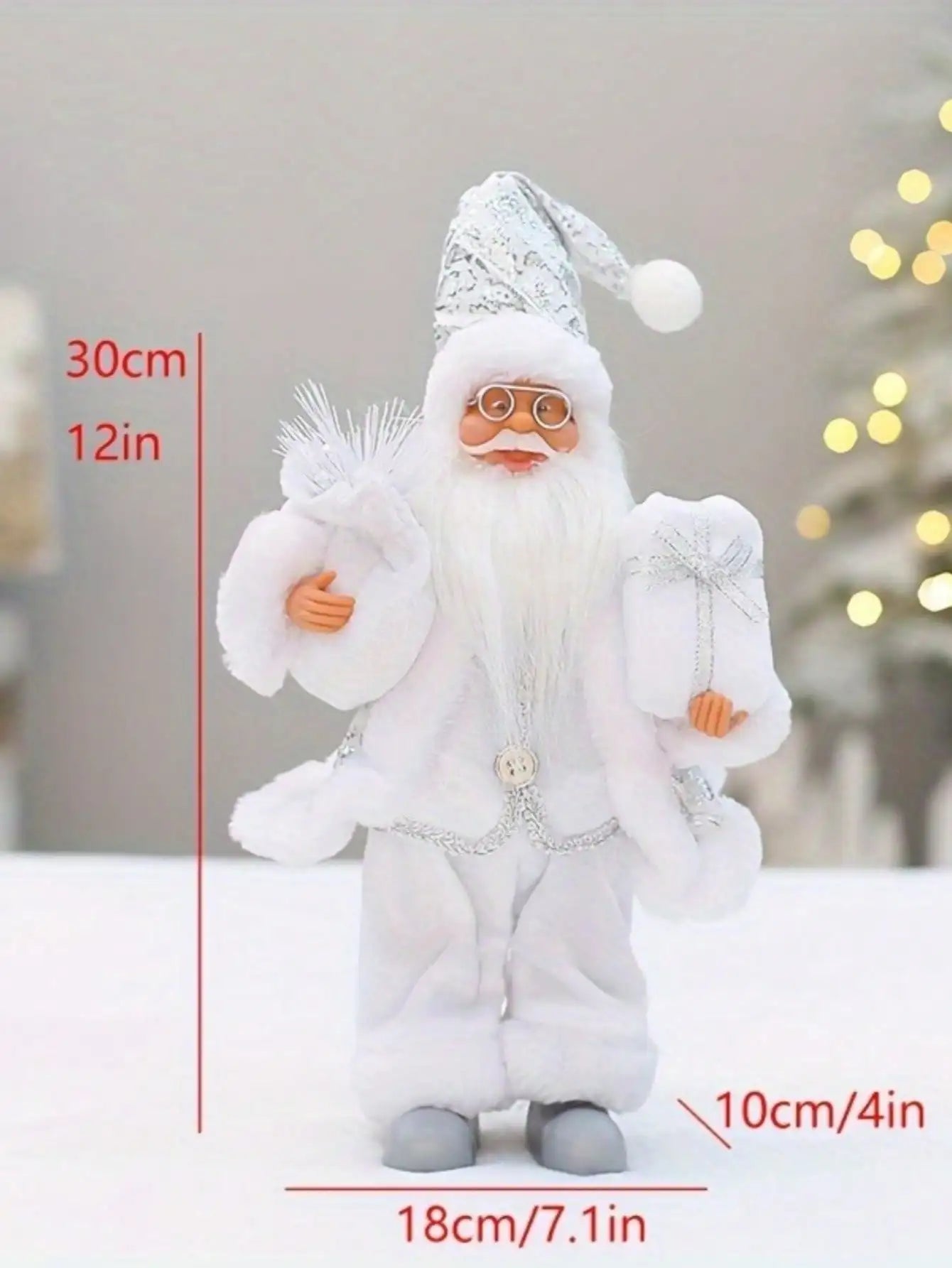 Statue de Père Noël classique festive de 30 cm (12 pouces) : décorations de Noël