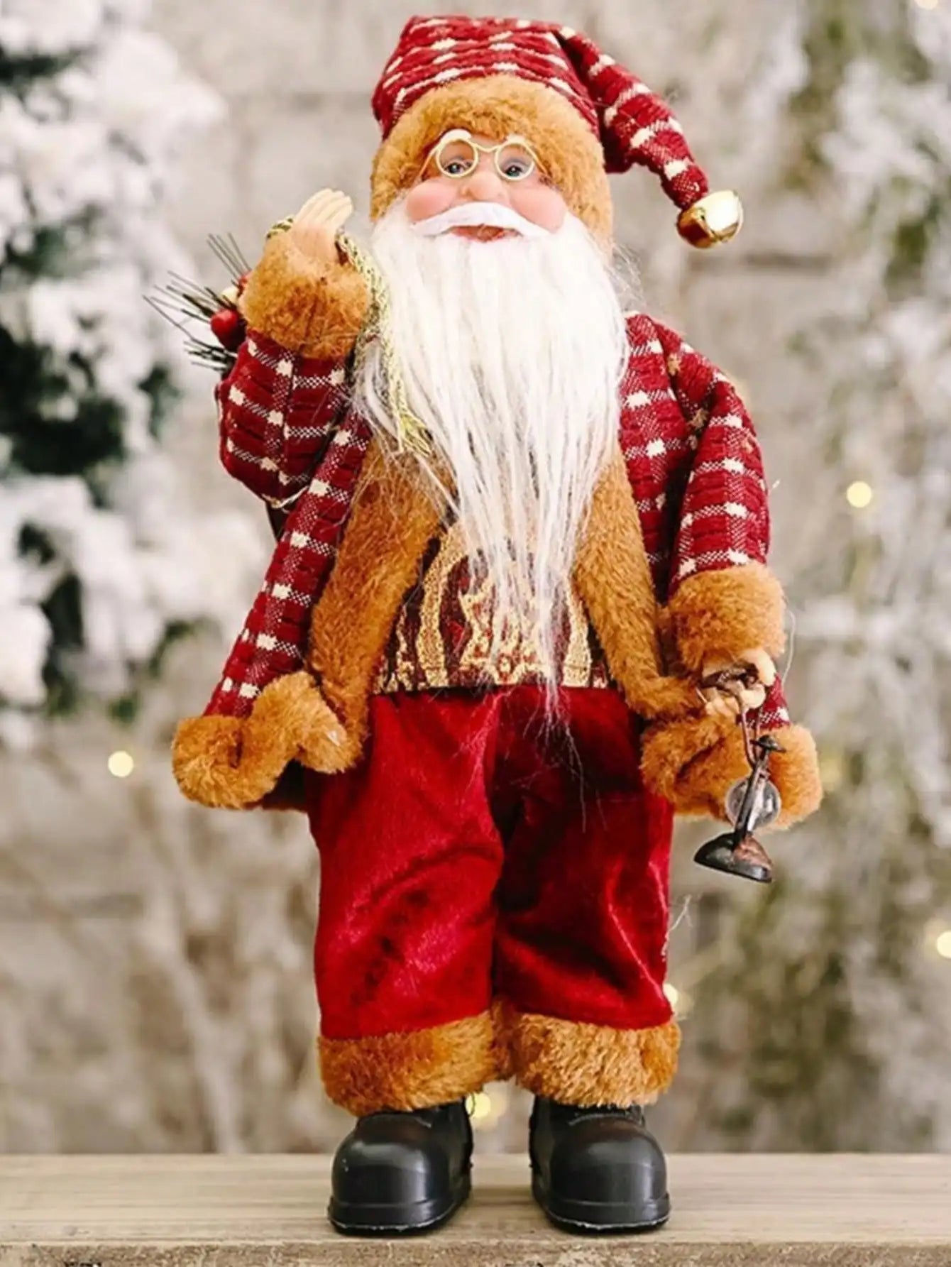 Statue de Père Noël classique festive de 30 cm (12 pouces) : décorations de Noël