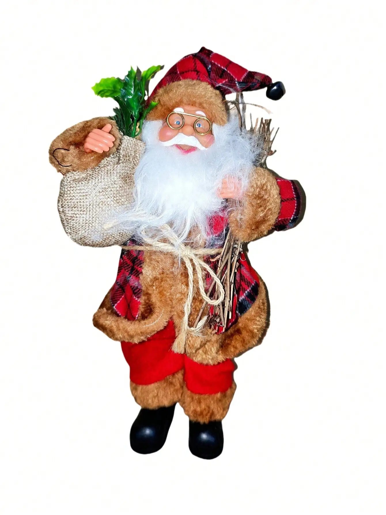 Statue de Père Noël classique festive de 30 cm (12 pouces) : décorations de Noël