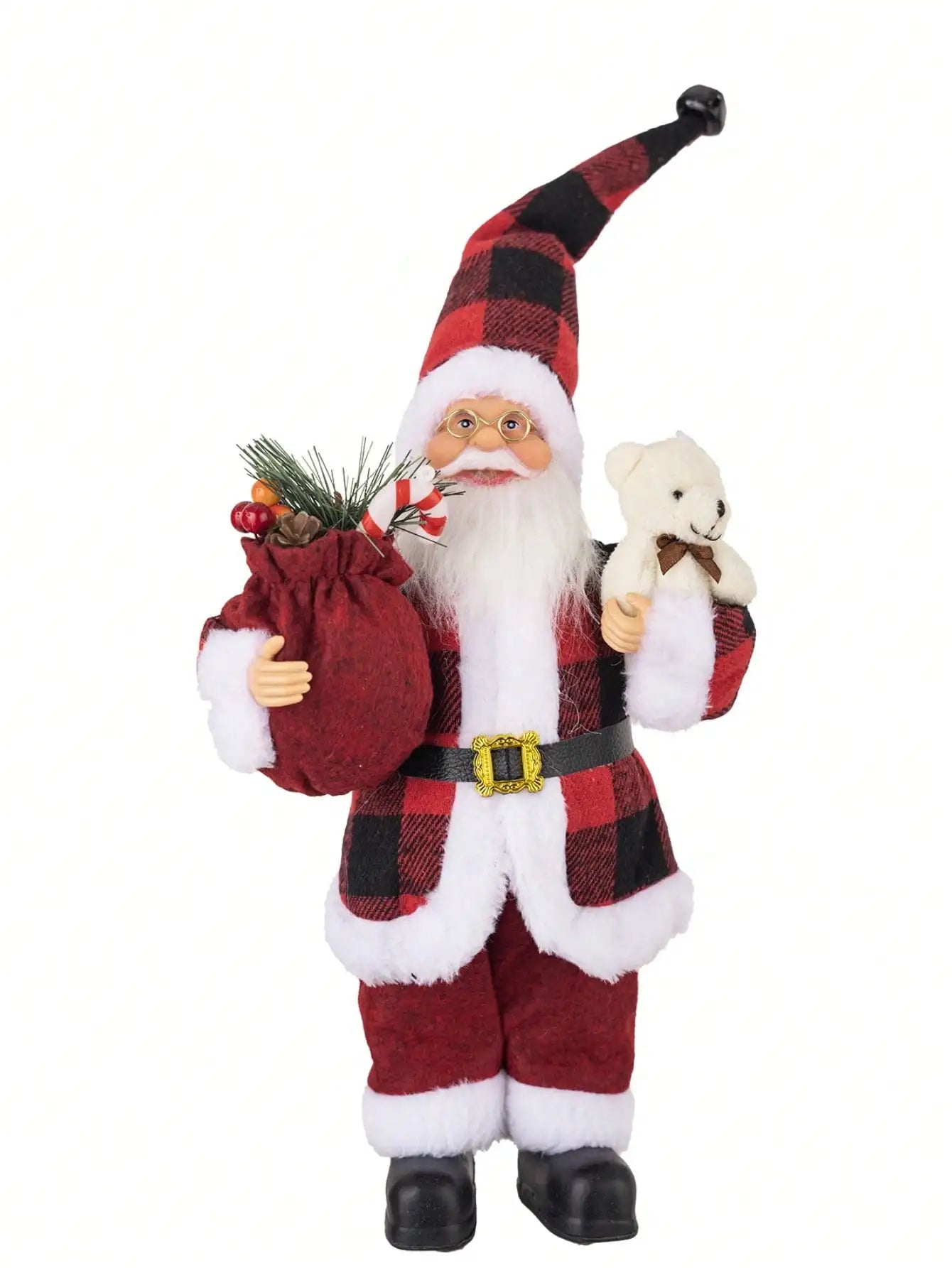 Statue de Père Noël classique festive de 30 cm (12 pouces) : décorations de Noël