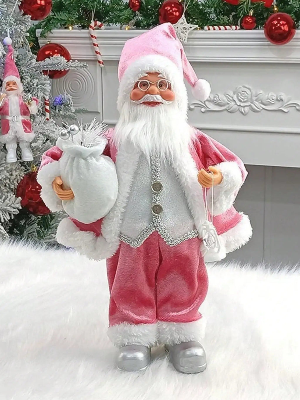 Statue de Père Noël classique festive de 30 cm (12 pouces) : décorations de Noël