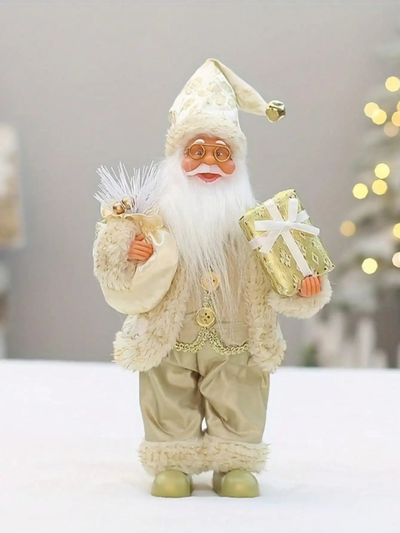 Statue de Père Noël classique festive de 30 cm (12 pouces) : décorations de Noël