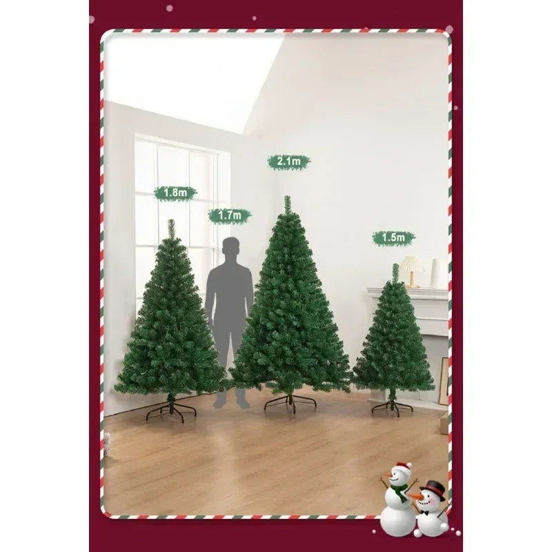Arbre de Noël en PVC Grand arbre de simulation vert crypté Hôtel Décoration intérieure et extérieure Ornements de Noël