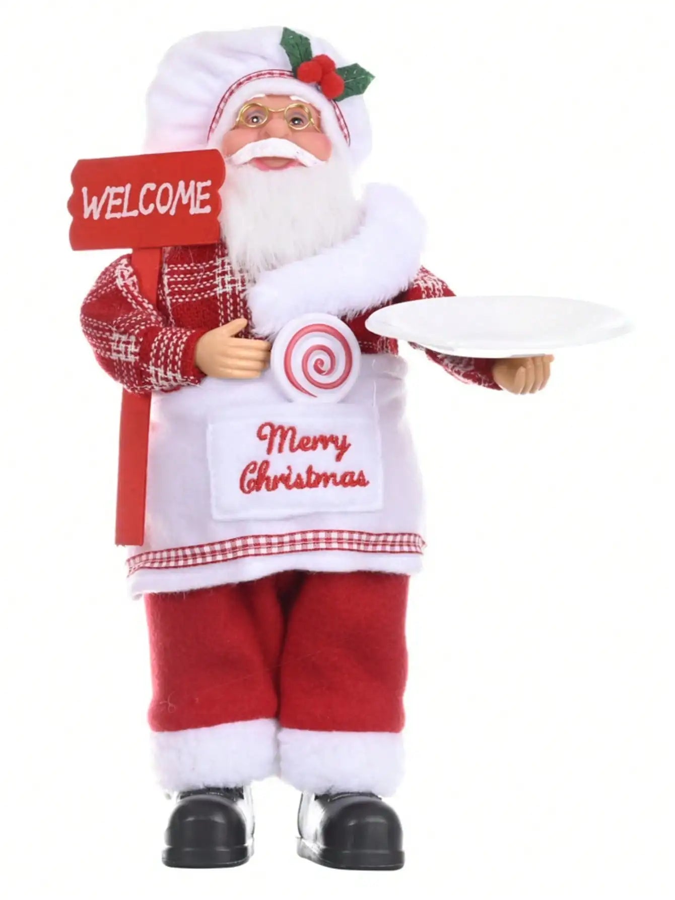Statue de Père Noël classique festive de 30 cm (12 pouces) : décorations de Noël